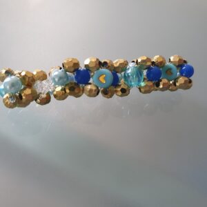 Goud+blauw 3 rijen armbandje