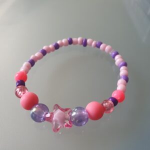 Paars+roze ster armband