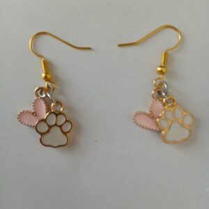 Oorbellen katten pootje en hartje